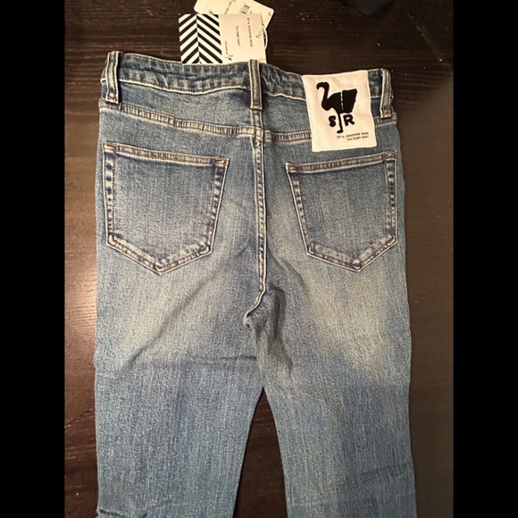 Sandrine Rose x Free People Super Flare Denim Jeans Blue Indigo Distressed Sz 28 - Picture 10 of 14